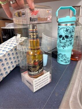 Miller Genuine Draft Rusty Wallace NASCAR Bottle Display - Amber Gold